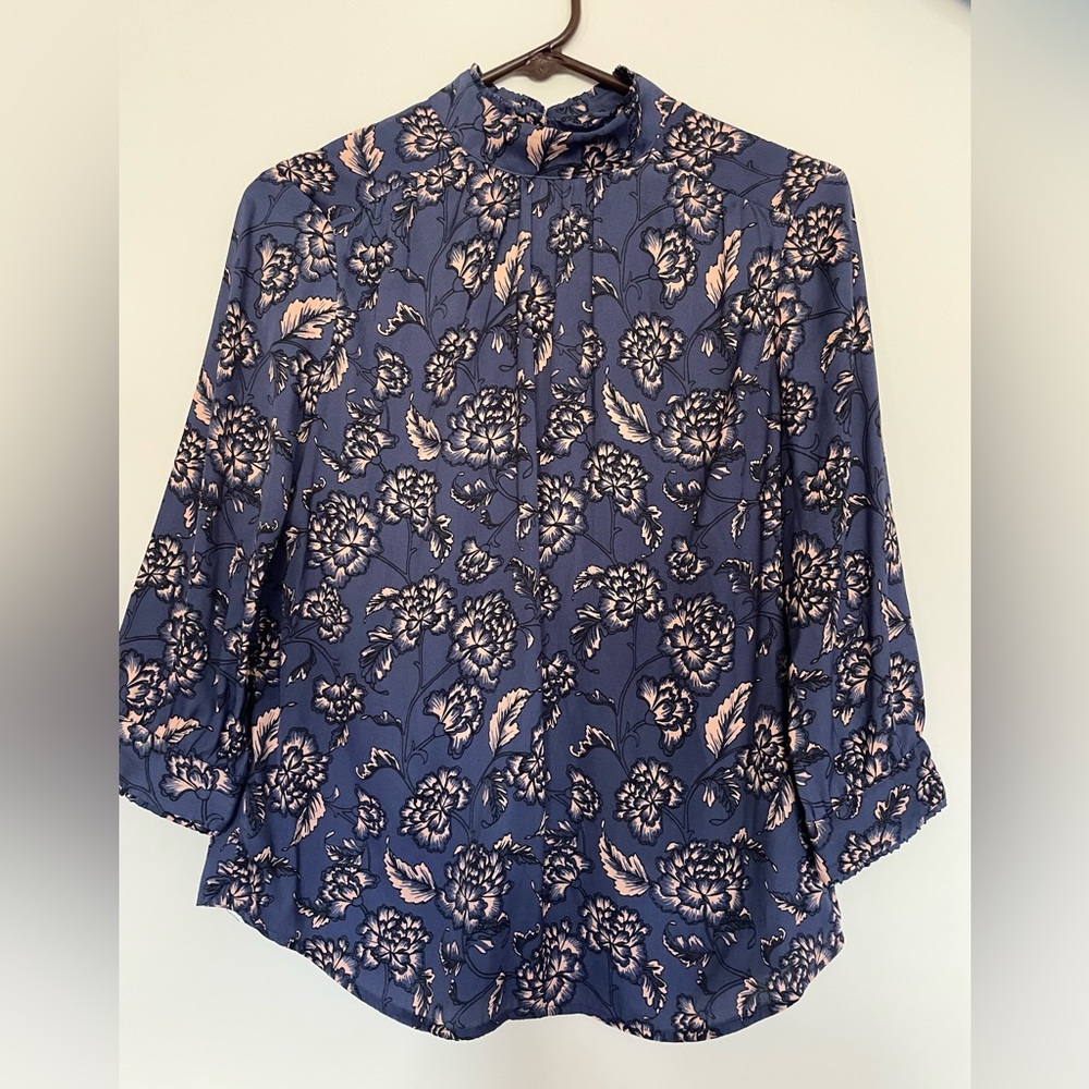 Banana Republic Navy Floral Blouse